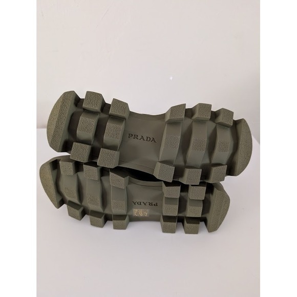 NIB Prada Khaki Canvas Lace Up Combat Boots‎ Women Size 39.5 - Picture 8 of 14